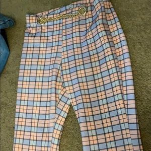 Plaid flare pants
